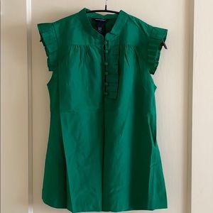 Banana Republic Silk Cotton Blouse Sz S Green